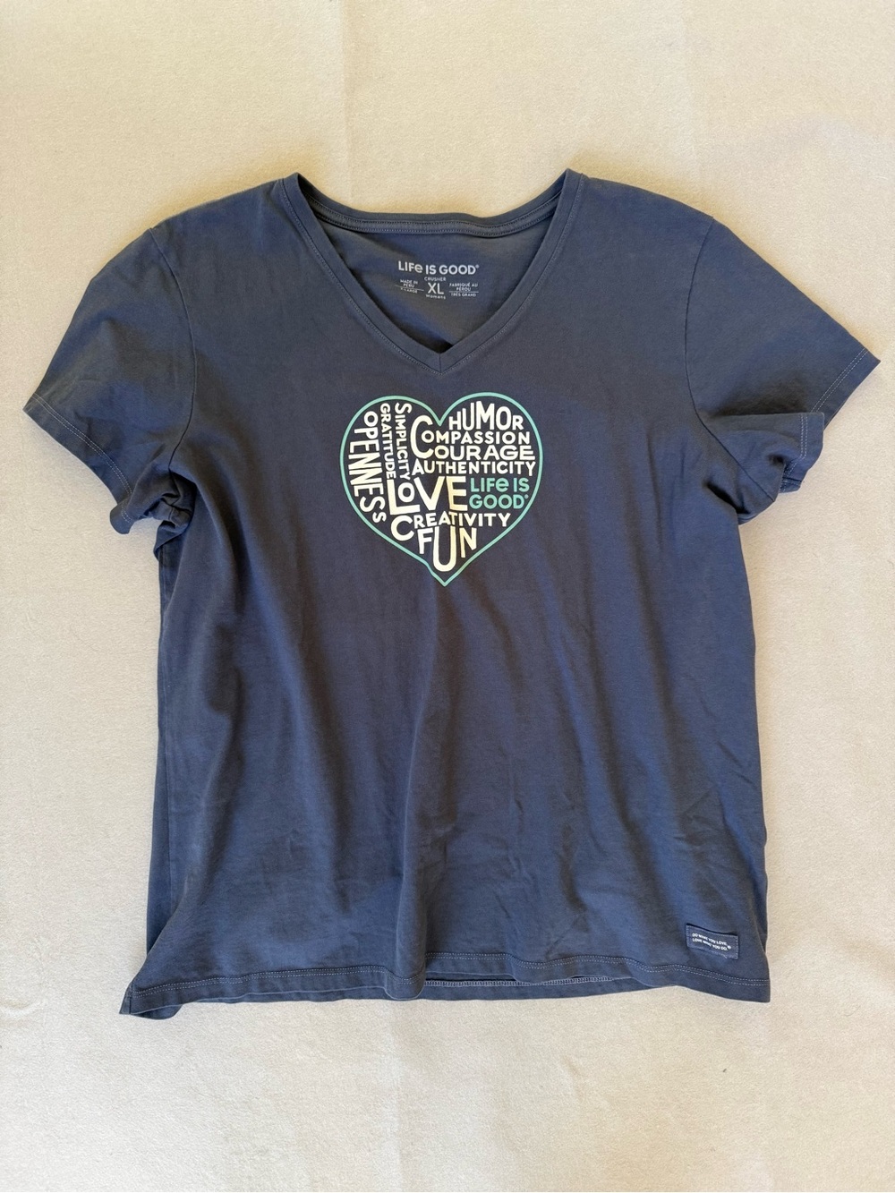 Life Is Good Superpower Love Women’s Short-Sleeve V-Neck Crusher Tee - Size XL